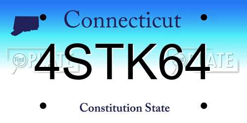 4STK64 Connecticut License Plate