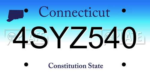 4SYZ540 Connecticut License Plate