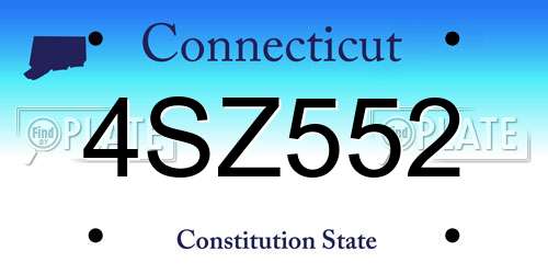 4SZ552 Connecticut License Plate