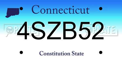 4SZB52 Connecticut License Plate