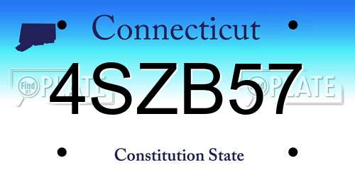4SZB57 Connecticut License Plate