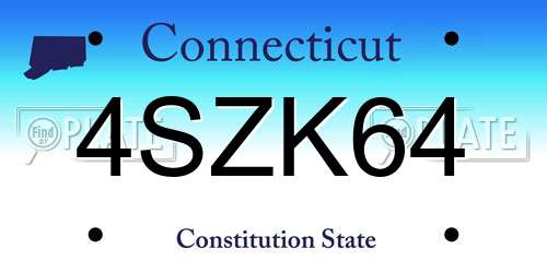 4SZK64 Connecticut License Plate