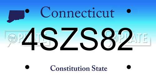 4SZS82 Connecticut License Plate
