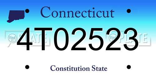 4T02523 Connecticut License Plate