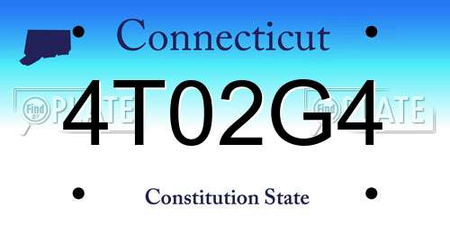 4T02G4 Connecticut License Plate