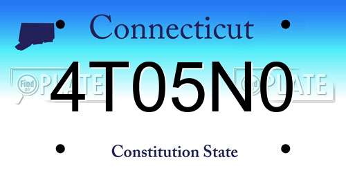 4T05N0 Connecticut License Plate