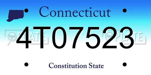 4T07523 Connecticut License Plate