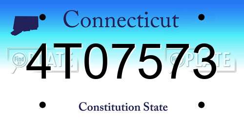 4T07573 Connecticut License Plate