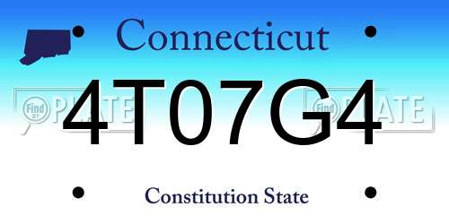 4T07G4 Connecticut License Plate