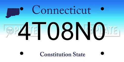 4T08N0 Connecticut License Plate
