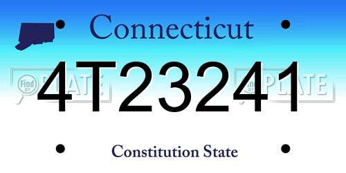 4T23241 Connecticut License Plate