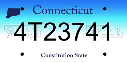4T23741 Connecticut License Plate