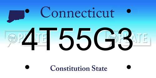 4T55G3 Connecticut License Plate