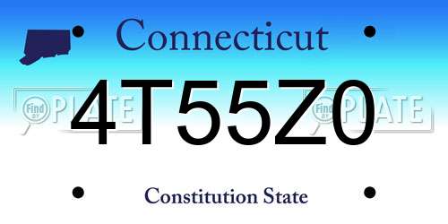 4T55Z0 Connecticut License Plate