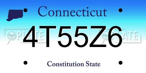 4T55Z6 Connecticut License Plate