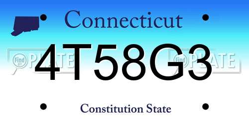 4T58G3 Connecticut License Plate