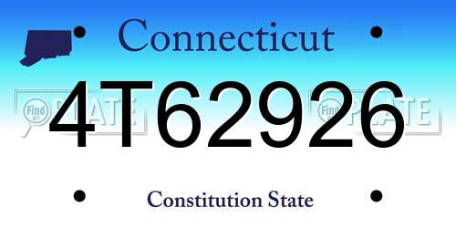 4T62926 Connecticut License Plate
