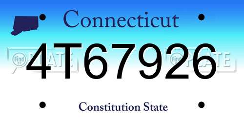 4T67926 Connecticut License Plate