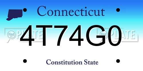 4T74G0 Connecticut License Plate