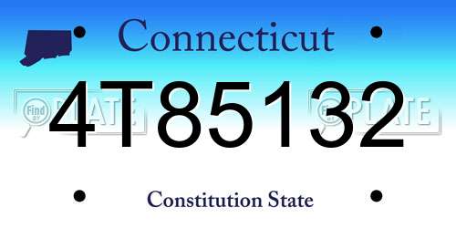 4T85132 Connecticut License Plate