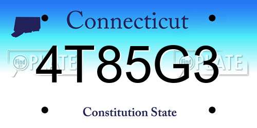4T85G3 Connecticut License Plate