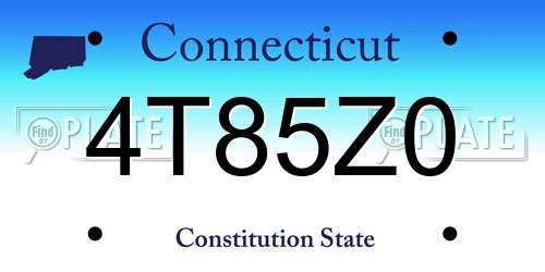 4T85Z0 Connecticut License Plate