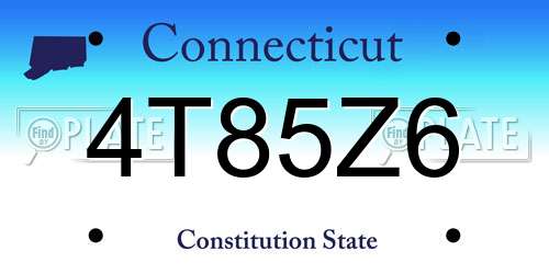 4T85Z6 Connecticut License Plate
