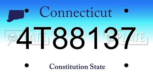 4T88137 Connecticut License Plate