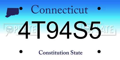4T94S5 Connecticut License Plate