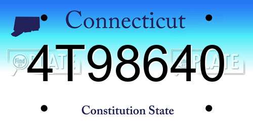 4T98640 Connecticut License Plate