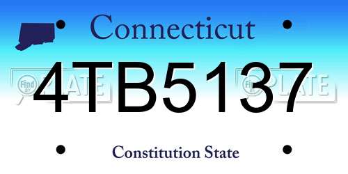 4TB5137 Connecticut License Plate
