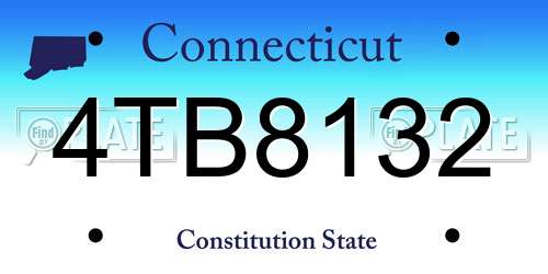 4TB8132 Connecticut License Plate