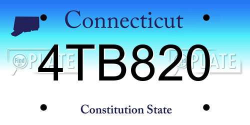 4TB820 Connecticut License Plate