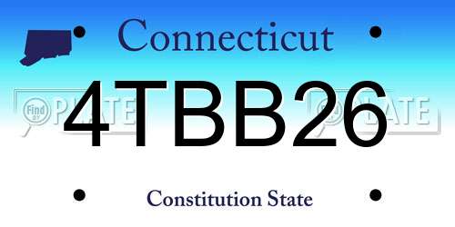 4TBB26 Connecticut License Plate