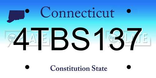 4TBS137 Connecticut License Plate
