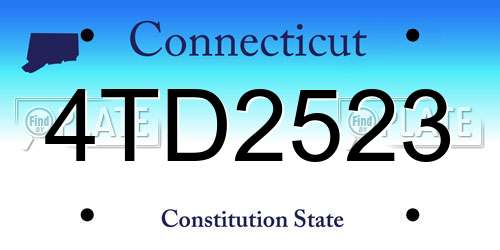 4TD2523 Connecticut License Plate