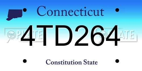 4TD264 Connecticut License Plate