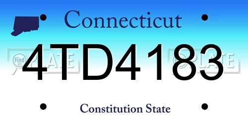 4TD4183 Connecticut License Plate