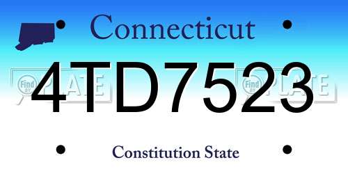4TD7523 Connecticut License Plate