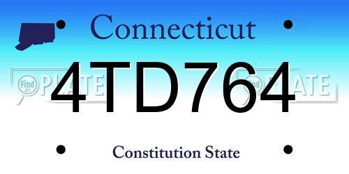 4TD764 Connecticut License Plate