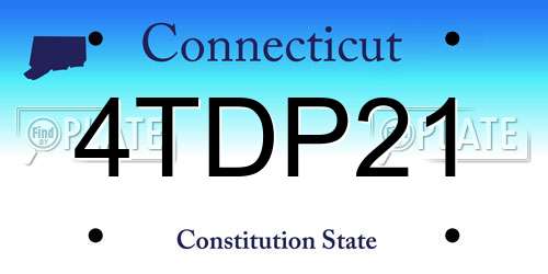4TDP21 Connecticut License Plate