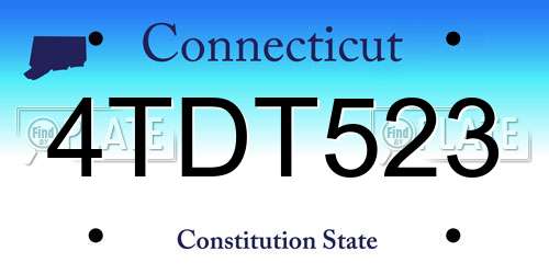 4TDT523 Connecticut License Plate