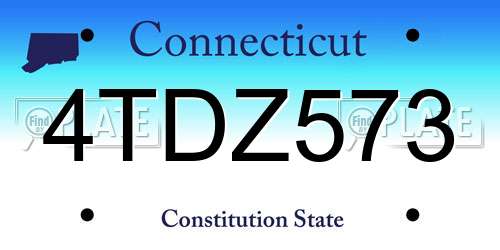4TDZ573 Connecticut License Plate