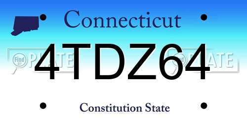 4TDZ64 Connecticut License Plate