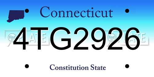 4TG2926 Connecticut License Plate