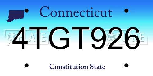 4TGT926 Connecticut License Plate