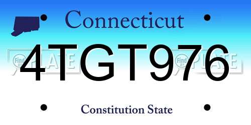 4TGT976 Connecticut License Plate