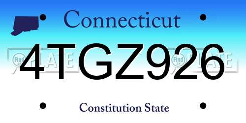 4TGZ926 Connecticut License Plate