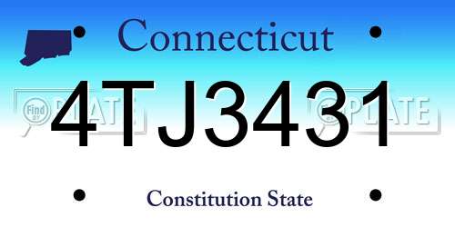4TJ3431 Connecticut License Plate