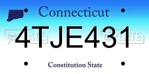 4TJE431 Connecticut License Plate